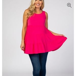 Pinkblush Maternity Sleeveless Top Pink NWT Tiered